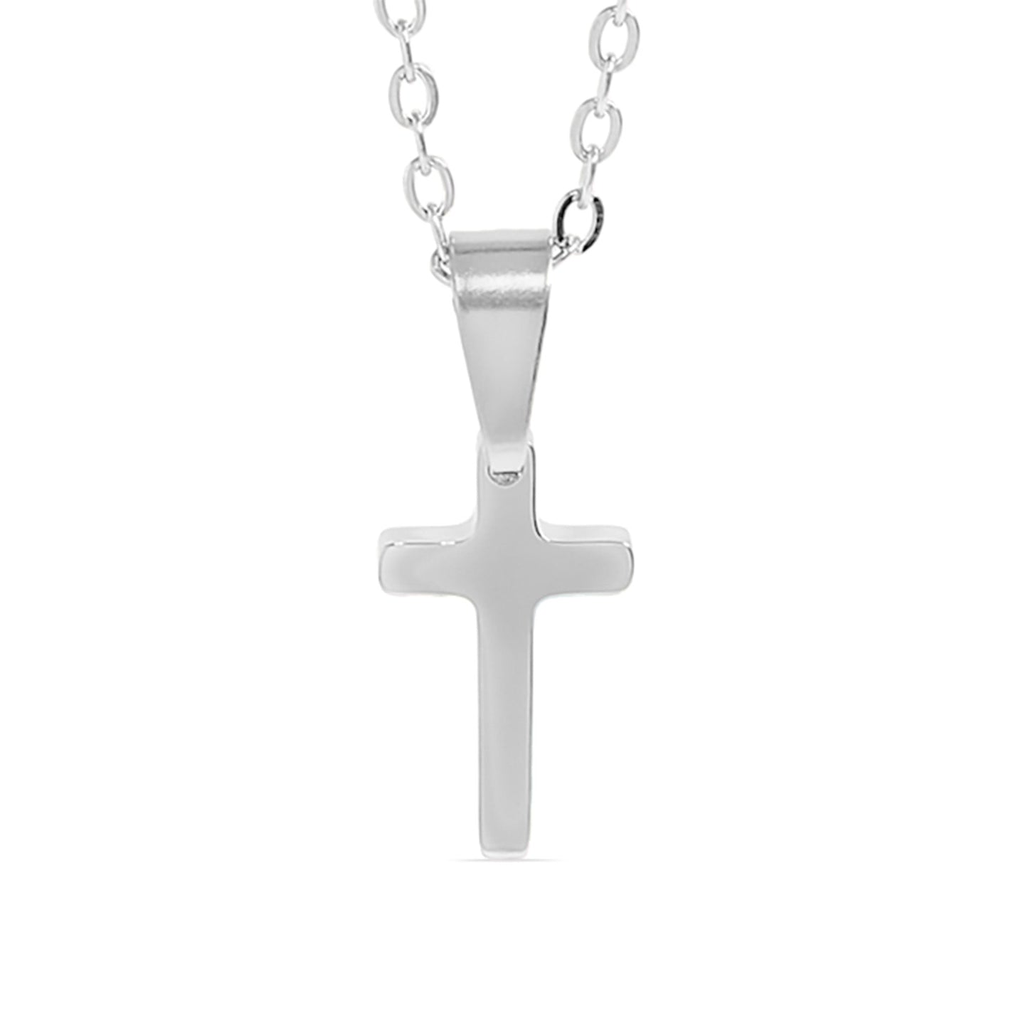 18K Gold PVD Stainless Steel Engravable Blank Cross Pendant Necklace / SBB0286