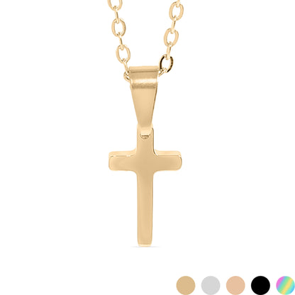 18K Gold PVD Stainless Steel Engravable Blank Cross Pendant Necklace / SBB0286