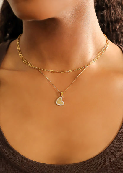 18K Gold PVD Stainless Steel CZ Heart Charm / SBB0289