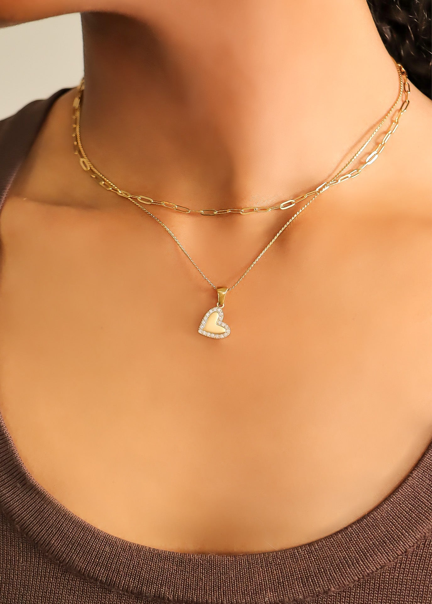 18K Gold PVD Stainless Steel CZ Heart Charm / SBB0289