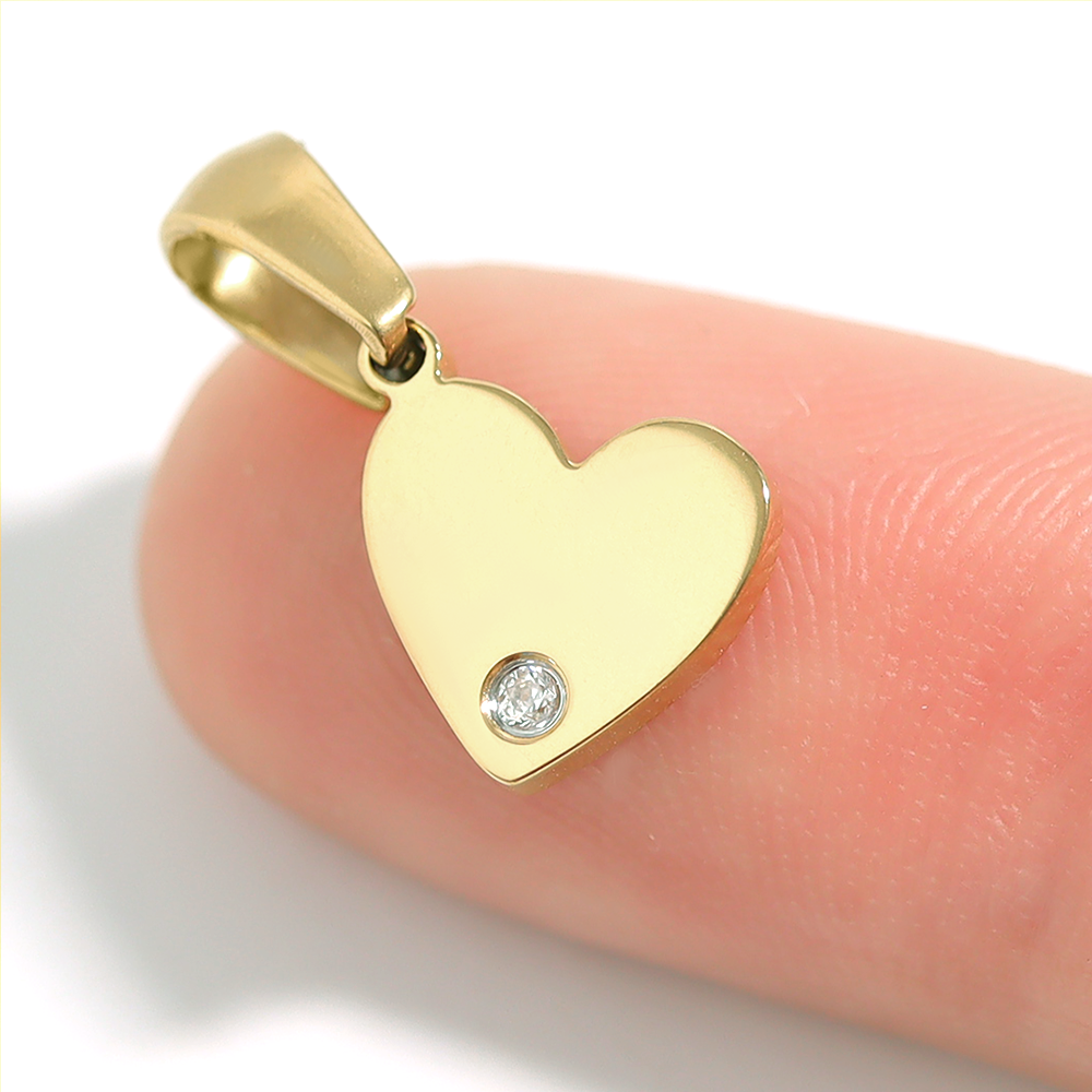 18K Gold PVD Stainless Steel CZ Accent Heart Charm / SBB0290