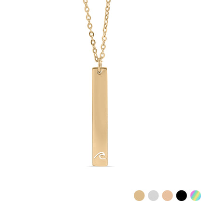 18K PVD Coated Wave Cutout Vertical Stainless Steel Bar Necklace / SBB0298