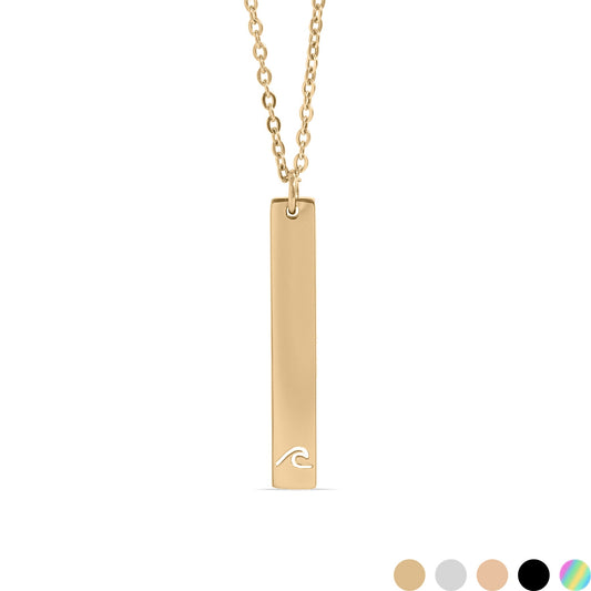 18K PVD Coated Wave Cutout Vertical Stainless Steel Bar Necklace / SBB0298