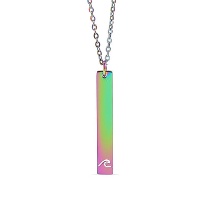 18K PVD Coated Wave Cutout Vertical Stainless Steel Bar Necklace / SBB0298