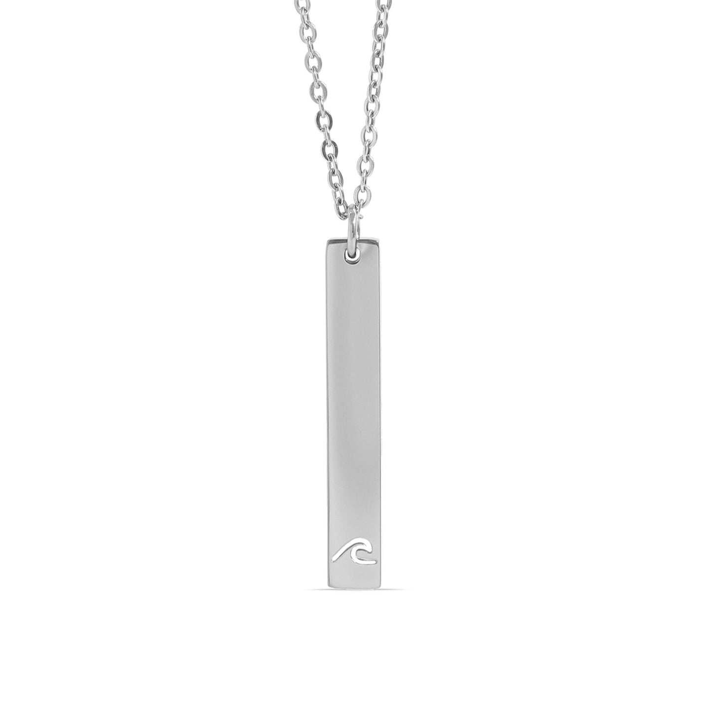 18K PVD Coated Wave Cutout Vertical Stainless Steel Bar Necklace / SBB0298