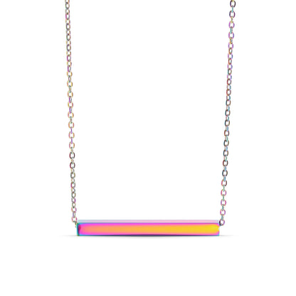 18K Gold PVD Stainless Steel Square 4 Sided Horizontal Blank Bar Necklace / SBB0301