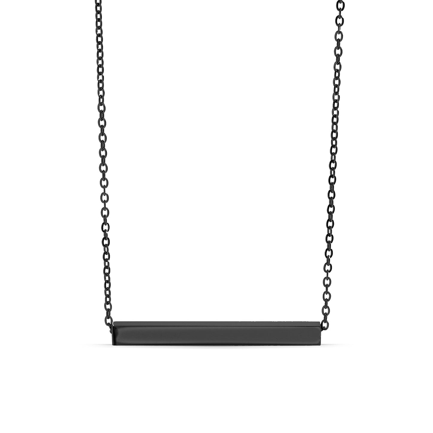 18K Gold PVD Stainless Steel Square 4 Sided Horizontal Blank Bar Necklace / SBB0301