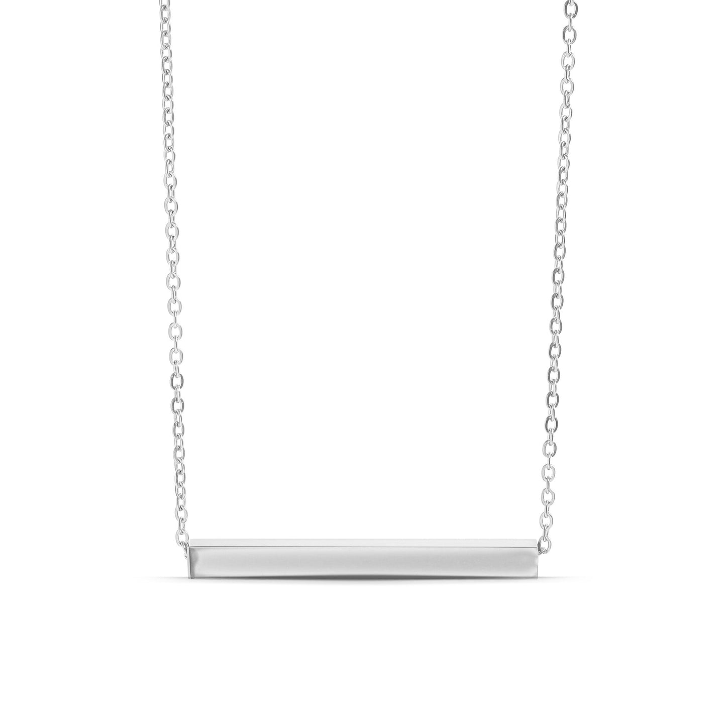 18K Gold PVD Stainless Steel Square 4 Sided Horizontal Blank Bar Necklace / SBB0301
