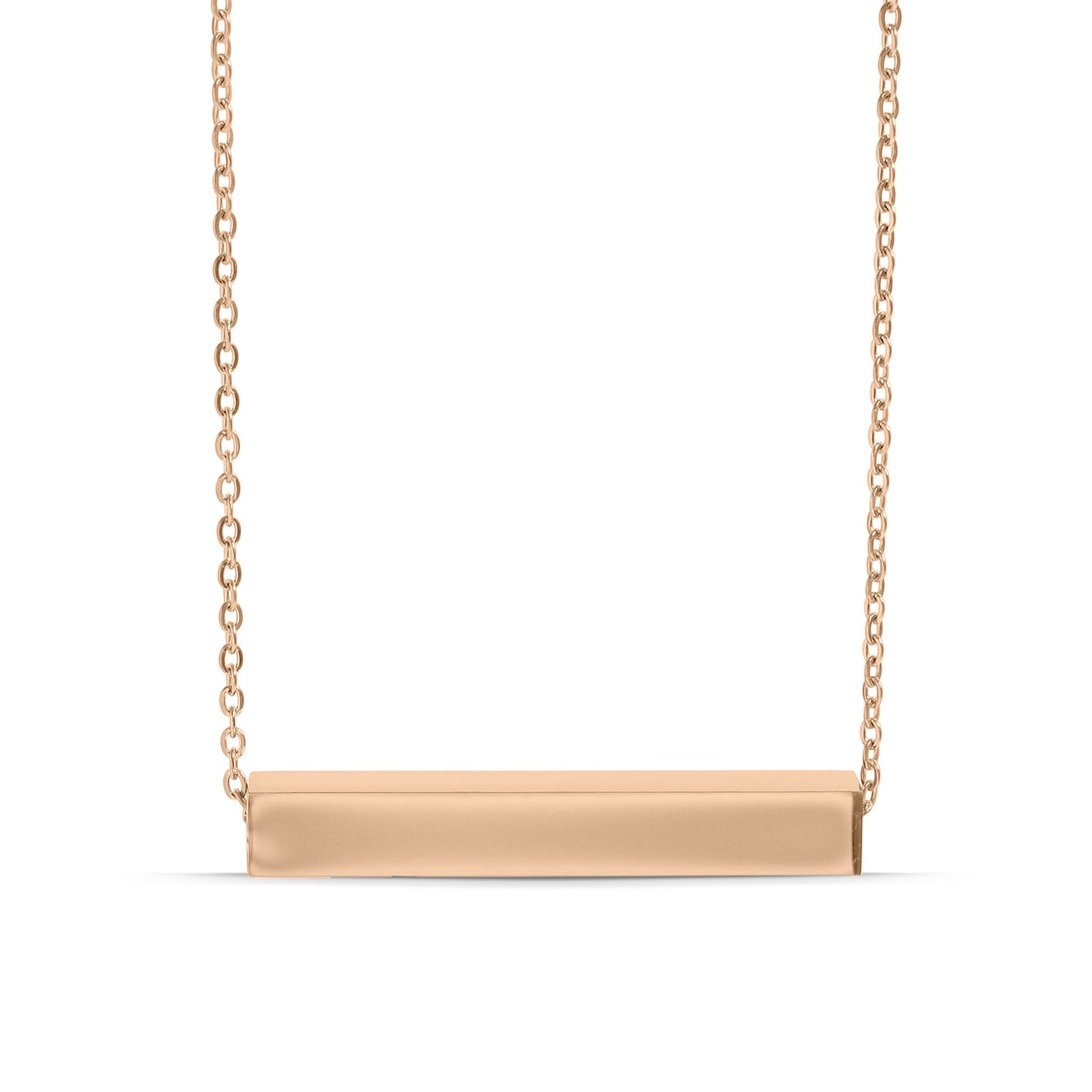 18K Gold PVD Stainless Steel Large Square 4-Sided Horizontal Polished Bar Necklace / SBB0302