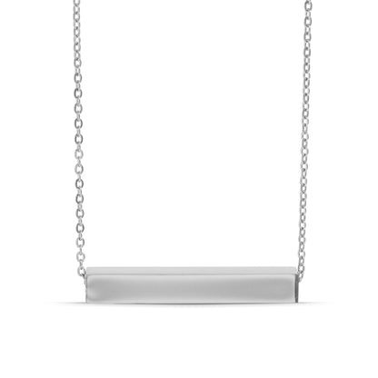 18K Gold PVD Stainless Steel Large Square 4-Sided Horizontal Polished Bar Necklace / SBB0302