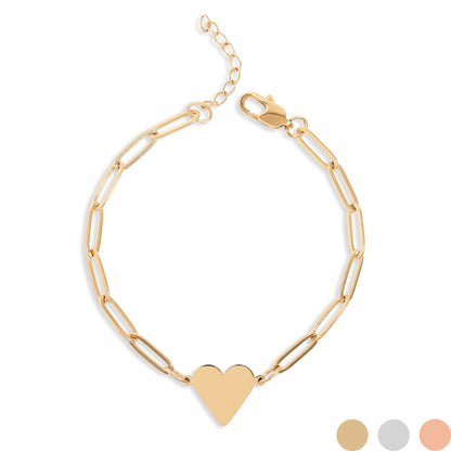 18K Gold PVD Stainless Steel Paperclip Heart Bracelet / SBB0303