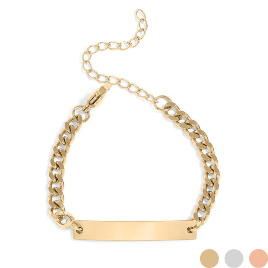 18K Gold PVD Stainless Steel Mini Kids/Baby Curved Bar Bracelet / SBB0307