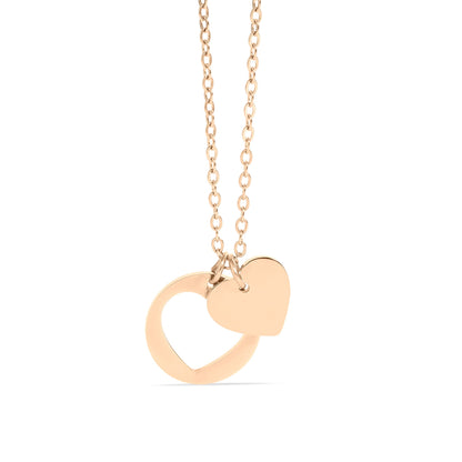 18K Gold PVD Stainless Steel Heart Cutout Necklace with 2" Extension / SBB0310