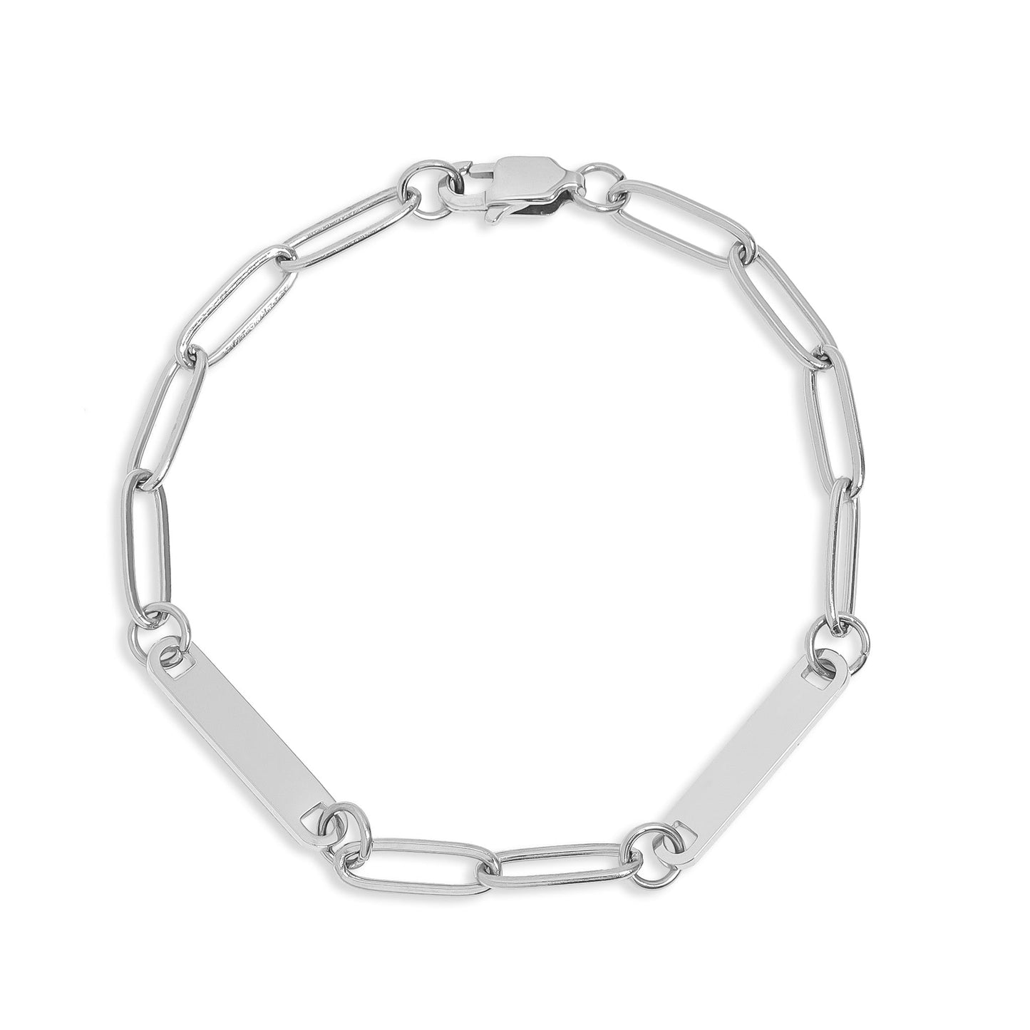 18K Gold PVD Stainless Steel Engravable Paperclip 2 Bar Bracelet / SBB0314