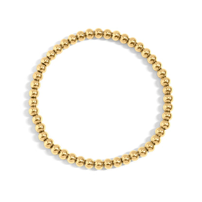 18K Gold PVD Coated Stainless Steel Metal Beaded Stretch Bracelet / SBB0342