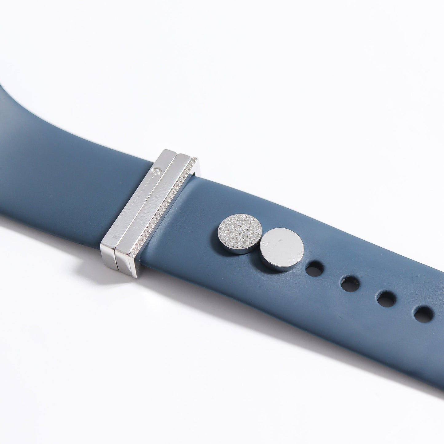 Stainless Steel Engravable 2 Piece Round Smart Watch Charm Set / SBB0360