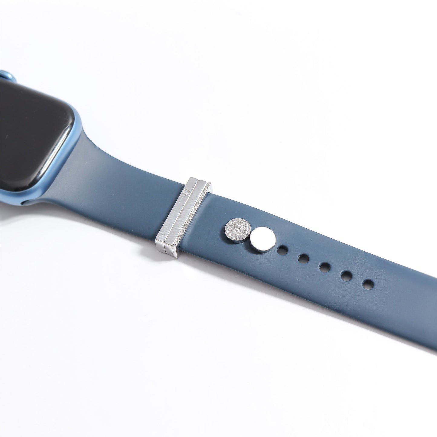 Stainless Steel Engravable 2 Piece Round Smart Watch Charm Set / SBB0360