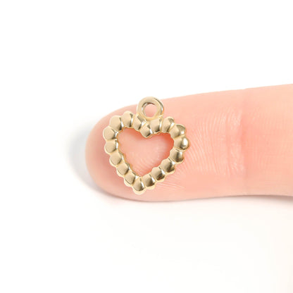 18K Gold PVD Stainless Steel Textured Heart Charm / PDL0113