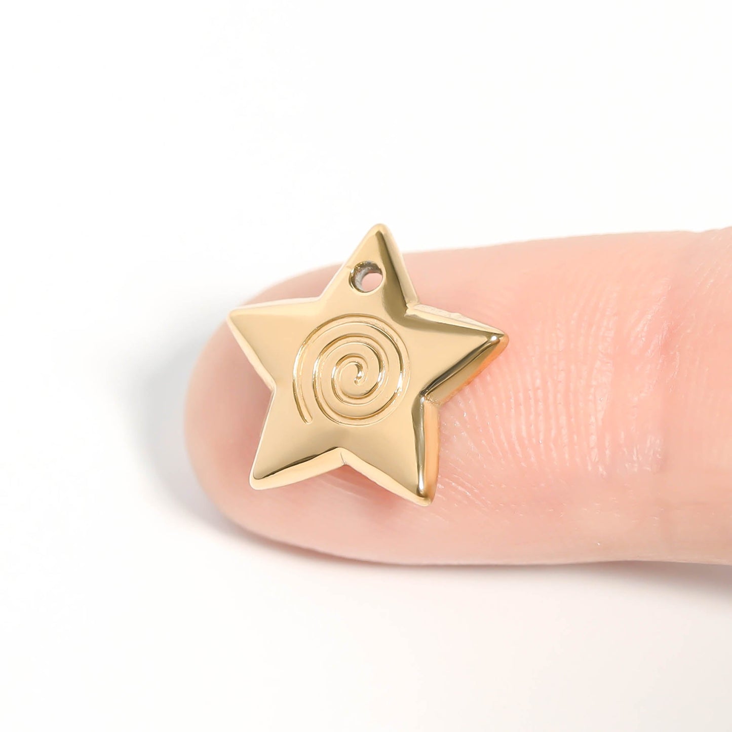 18K Gold PVD Stainless Steel Puffy Star Charm / PDL0056