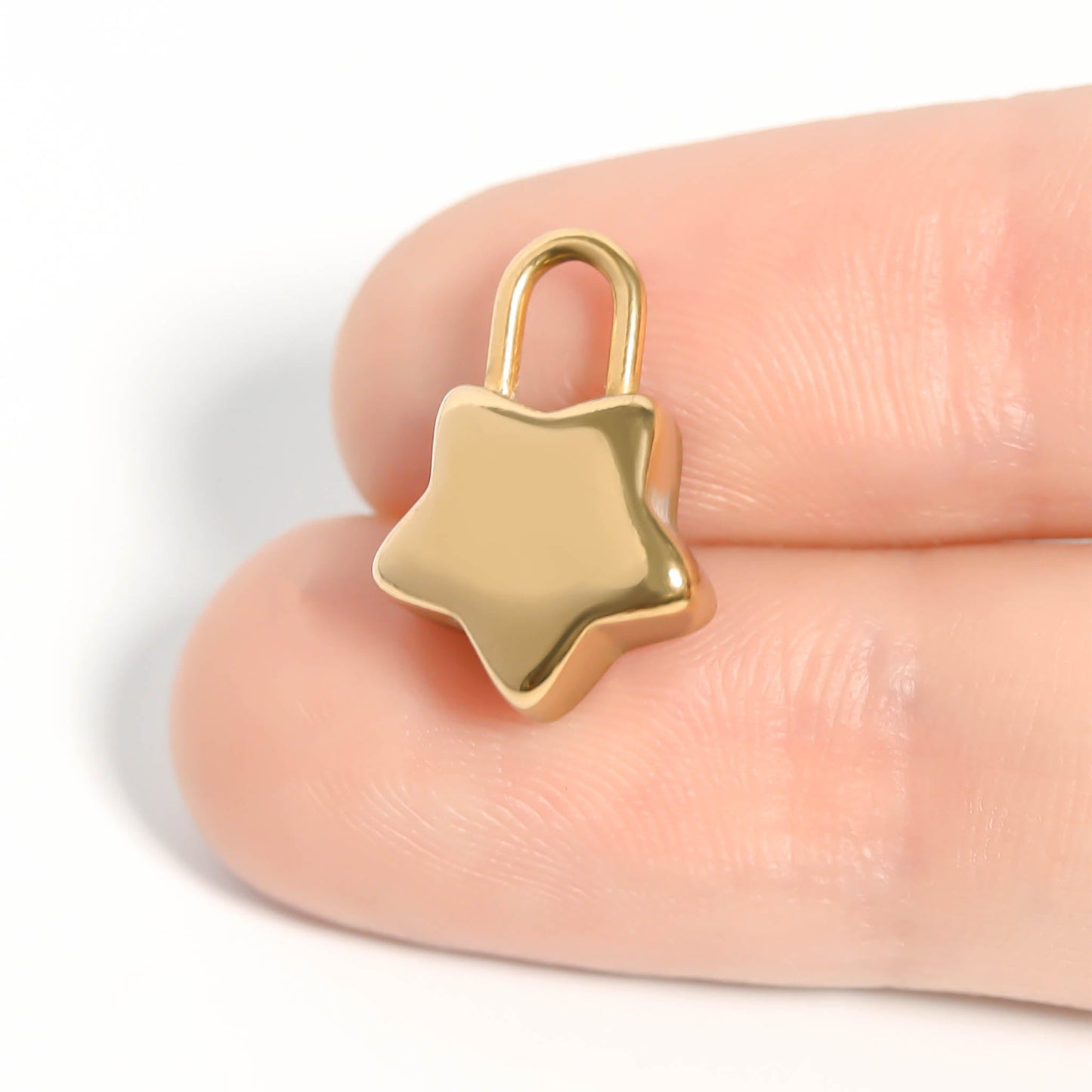 18K Gold PVD Stainless Steel Star Padlock Charm / PDL0108
