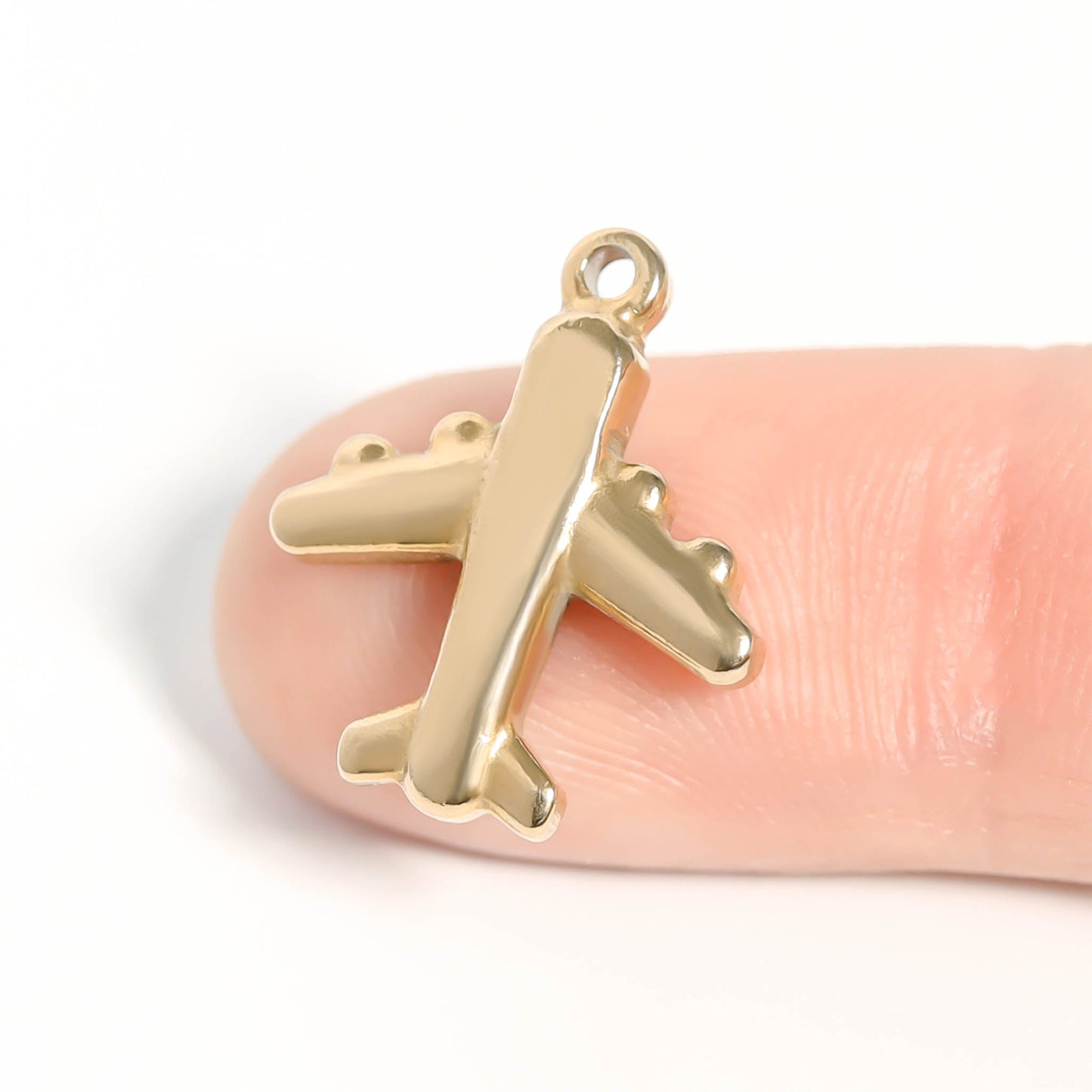 18K Gold PVD Stainless Steel Airplane Charm / PDL0095