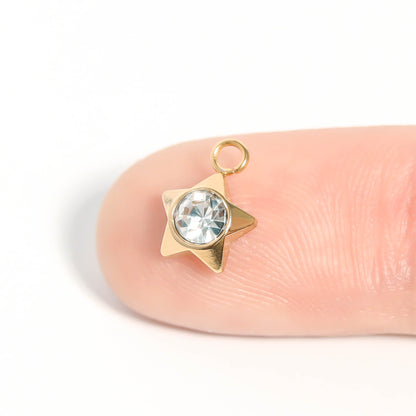 18K Gold PVD Stainless Steel Star with Cubic Zirconia Charm / PDL0112