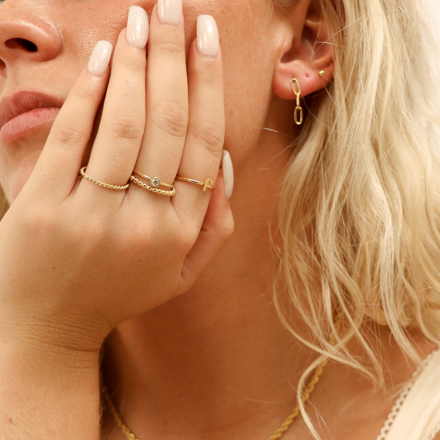 18K Gold PVD Stainless Steel Braided Spacer Ring / CSR0001