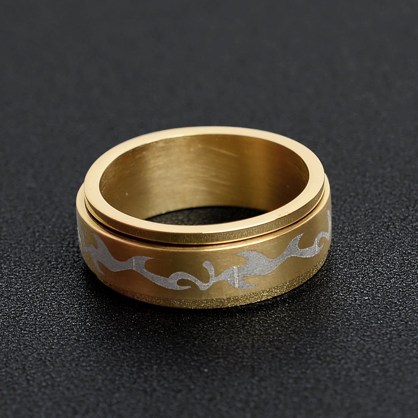 Smoke Gold Stainless Steel Spinner Ring / STH008