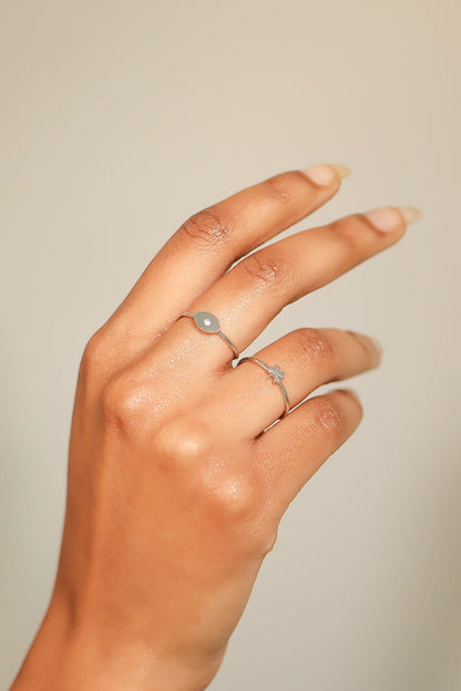 18K Gold PVD Stainless Steel Four Leaf Clover Symbol Ring / ZRJ0002