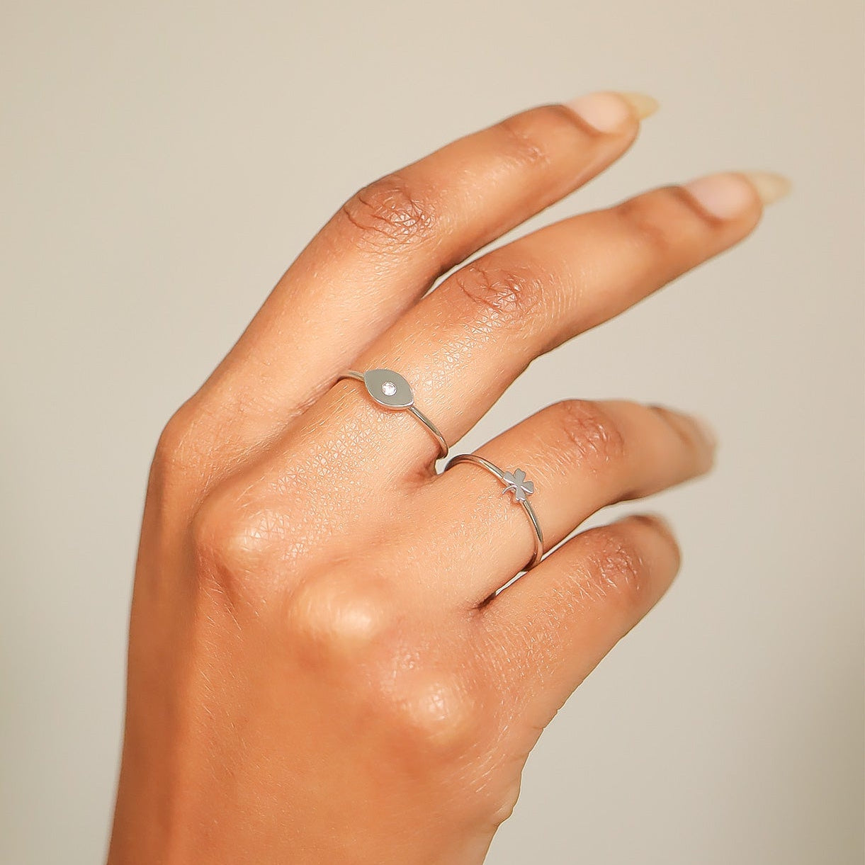 18K Gold PVD Stainless Steel CZ Stone Evil Eye Symbol Ring / ZRJ0004