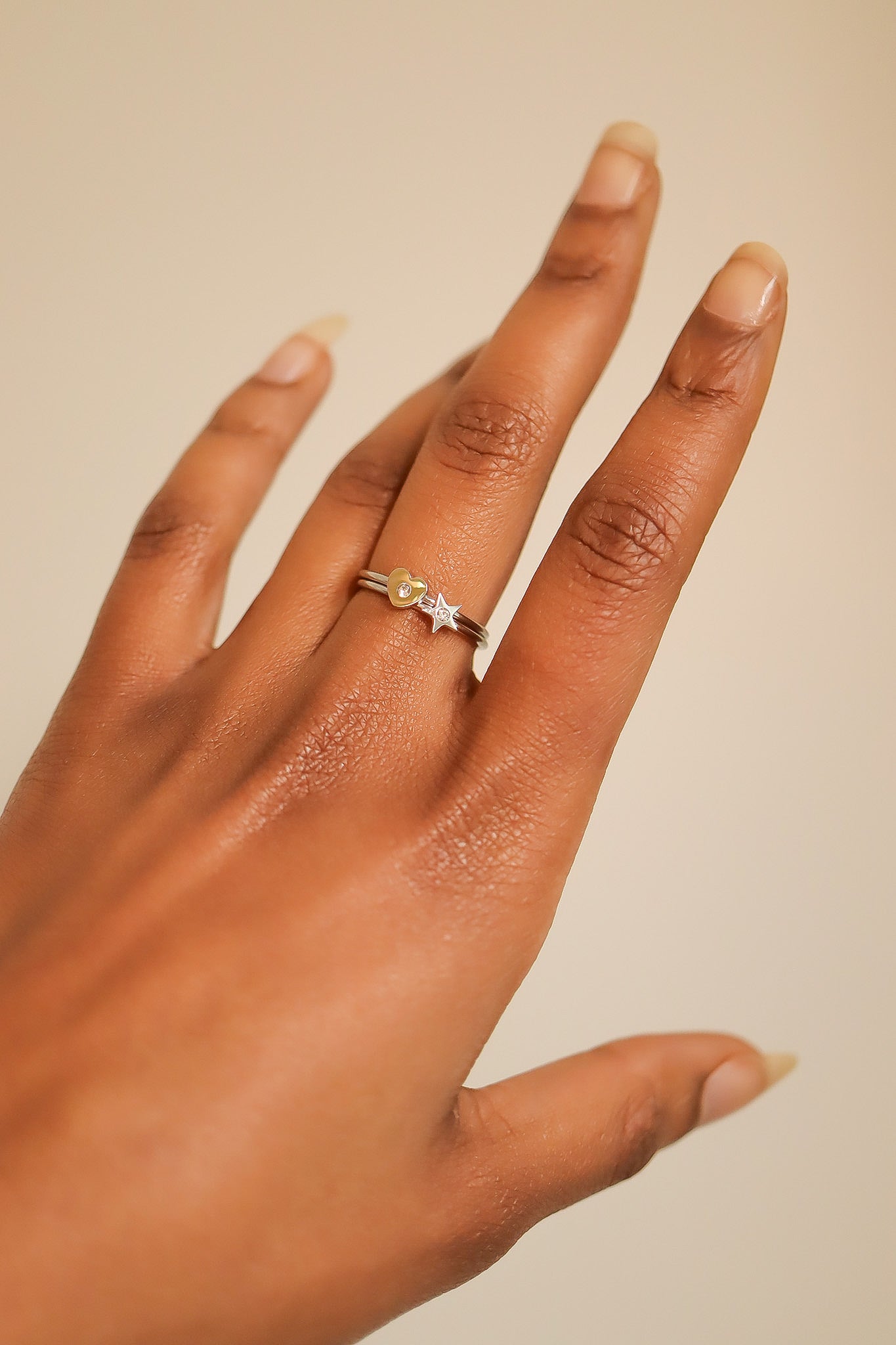 18K Gold PVD Stainless Steel CZ Stone Star Symbol Ring / ZRJ0003