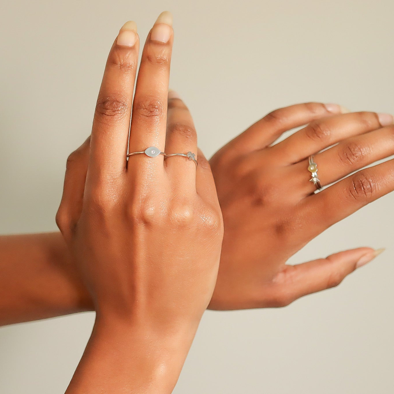 18K Gold PVD Stainless Steel Four Leaf Clover Symbol Ring / ZRJ0002