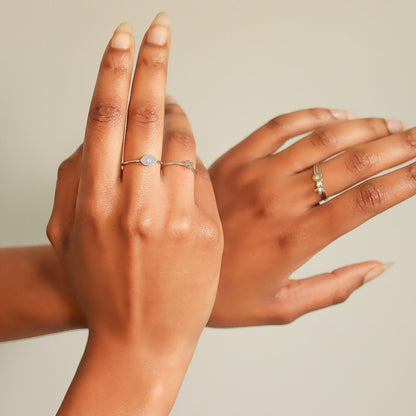 18K Gold PVD Stainless Steel CZ Stone Evil Eye Symbol Ring / ZRJ0004