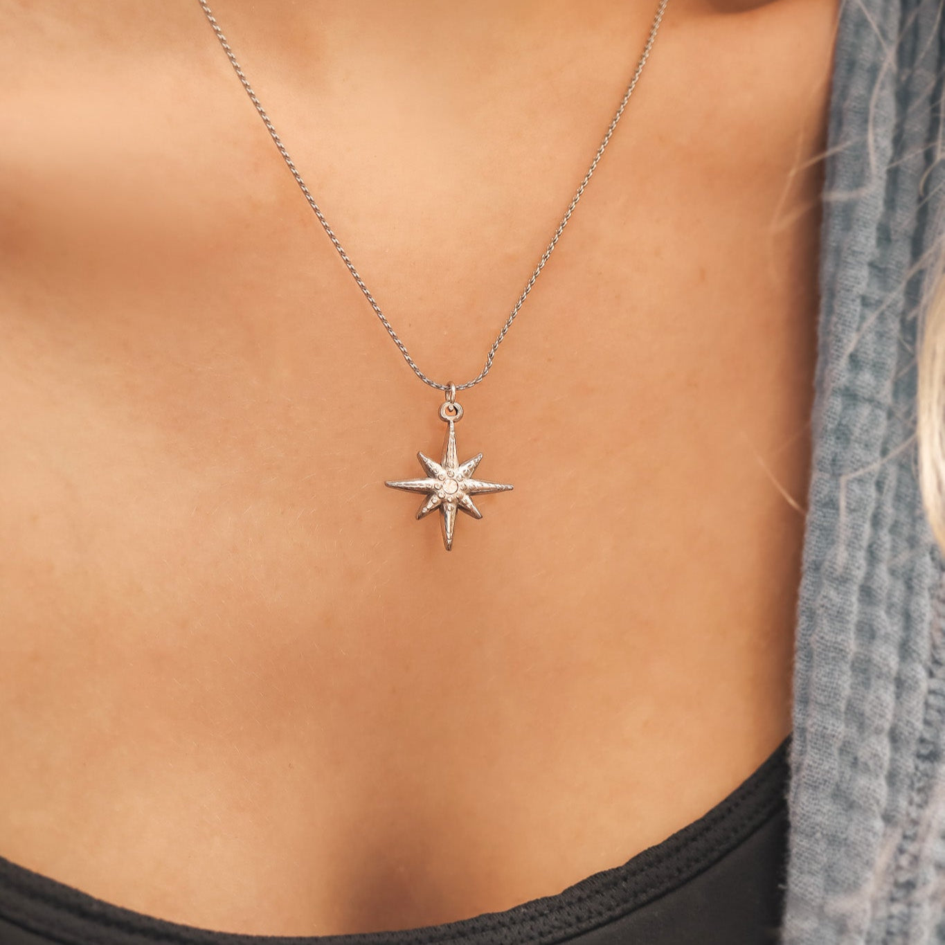 18K Gold PVD Stainless Steel Compass Pendant / PDL0126