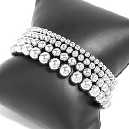 Stainless Steel Metal Bead Stretch Bracelet / SBB0341