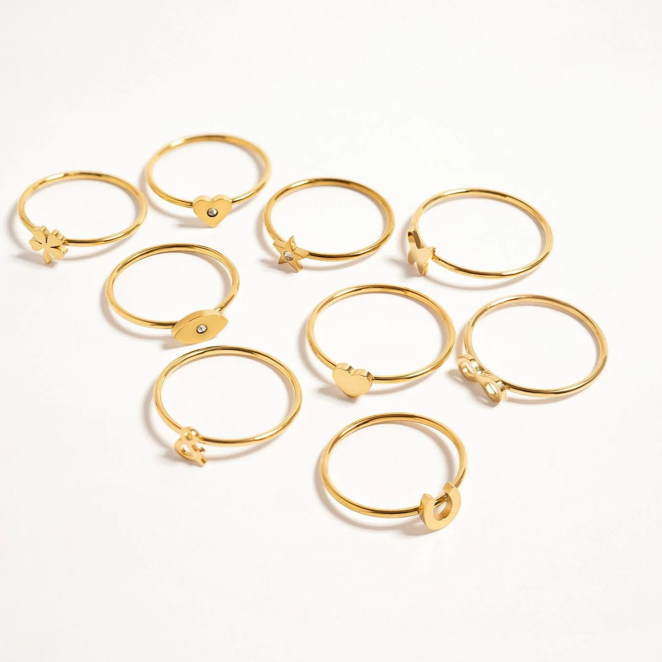 18K Gold PVD Stainless Steel CZ Stone Star Symbol Ring / ZRJ0003