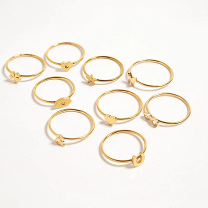 18K Gold PVD Stainless Steel CZ Stone Star Symbol Ring / ZRJ0003