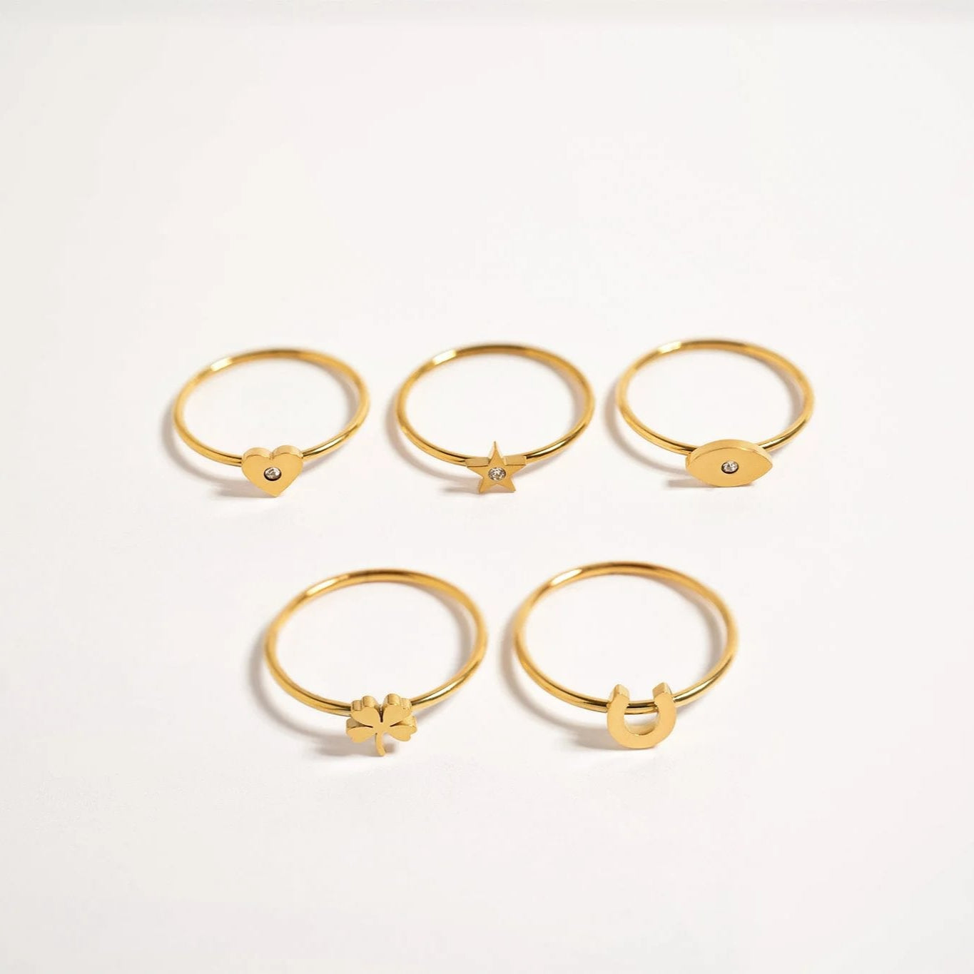 18K Gold PVD Stainless Steel CZ Stone Star Symbol Ring / ZRJ0003