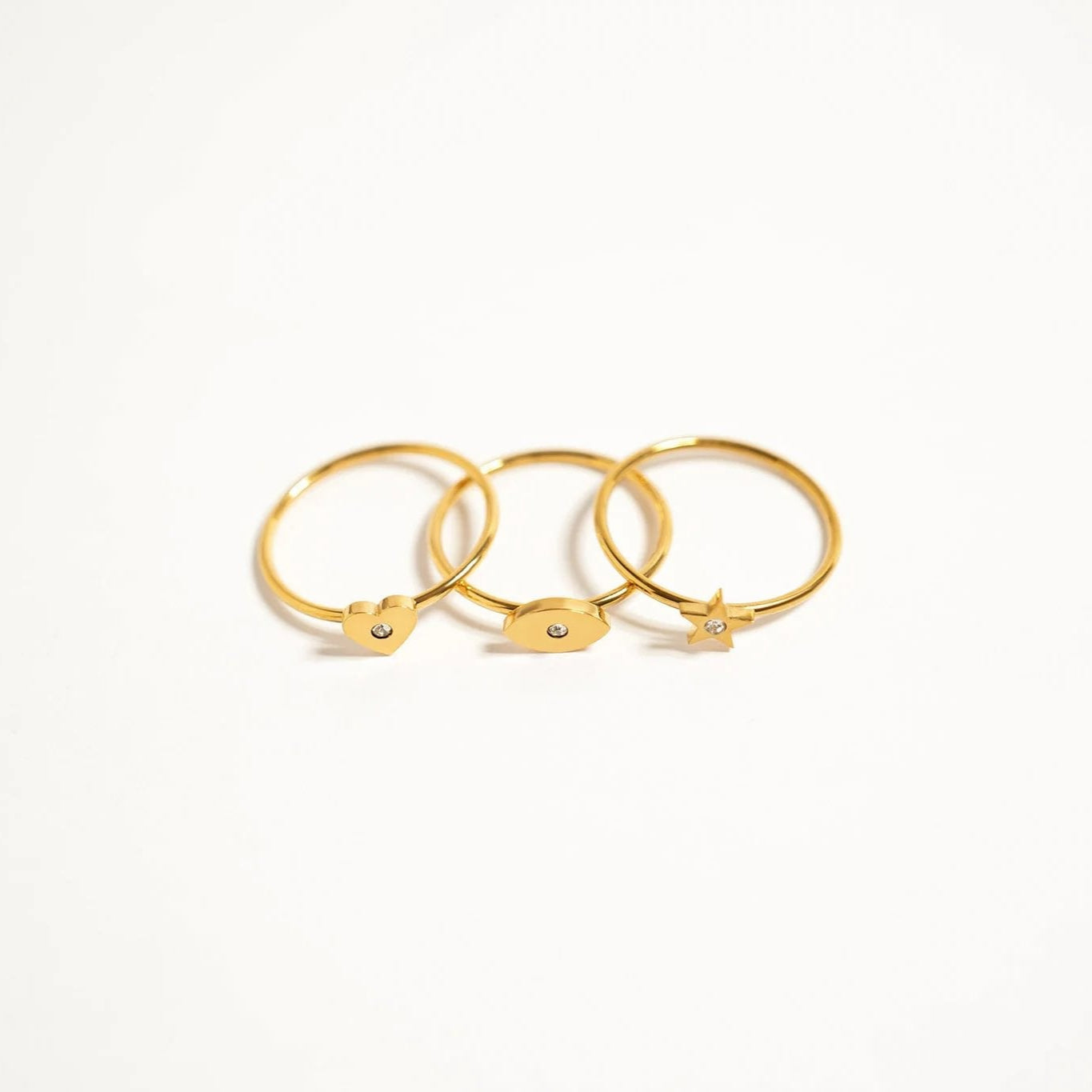 18K Gold PVD Stainless Steel CZ Stone Star Symbol Ring / ZRJ0003