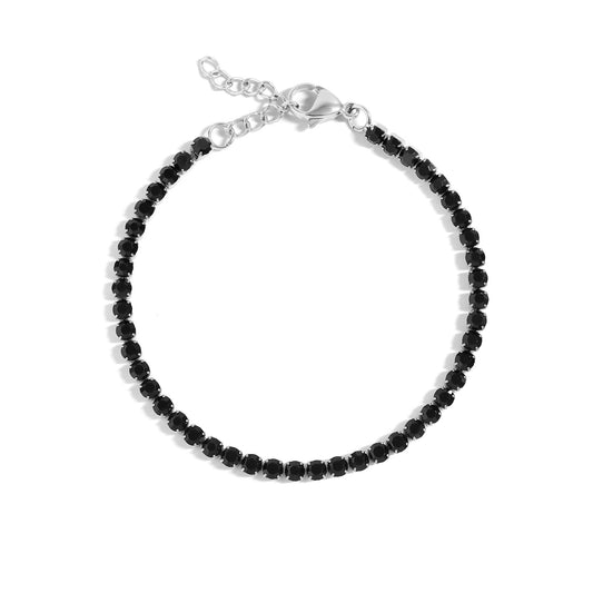 Stainless Steel Jet Rhinestone Tennis Chain Bracelet / TBR0003
