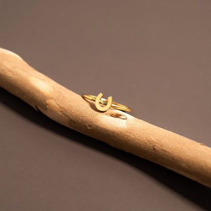 18K Gold PVD Stainless Steel Horseshoe Symbol Ring / ZRJ0001