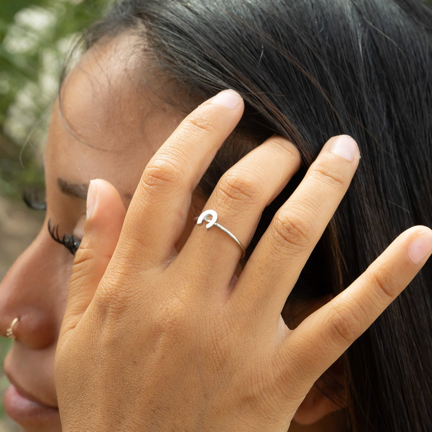 18K Gold PVD Stainless Steel Horseshoe Symbol Ring / ZRJ0001