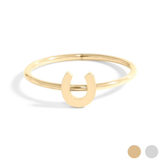 18K Gold PVD Stainless Steel Horseshoe Symbol Ring / ZRJ0001