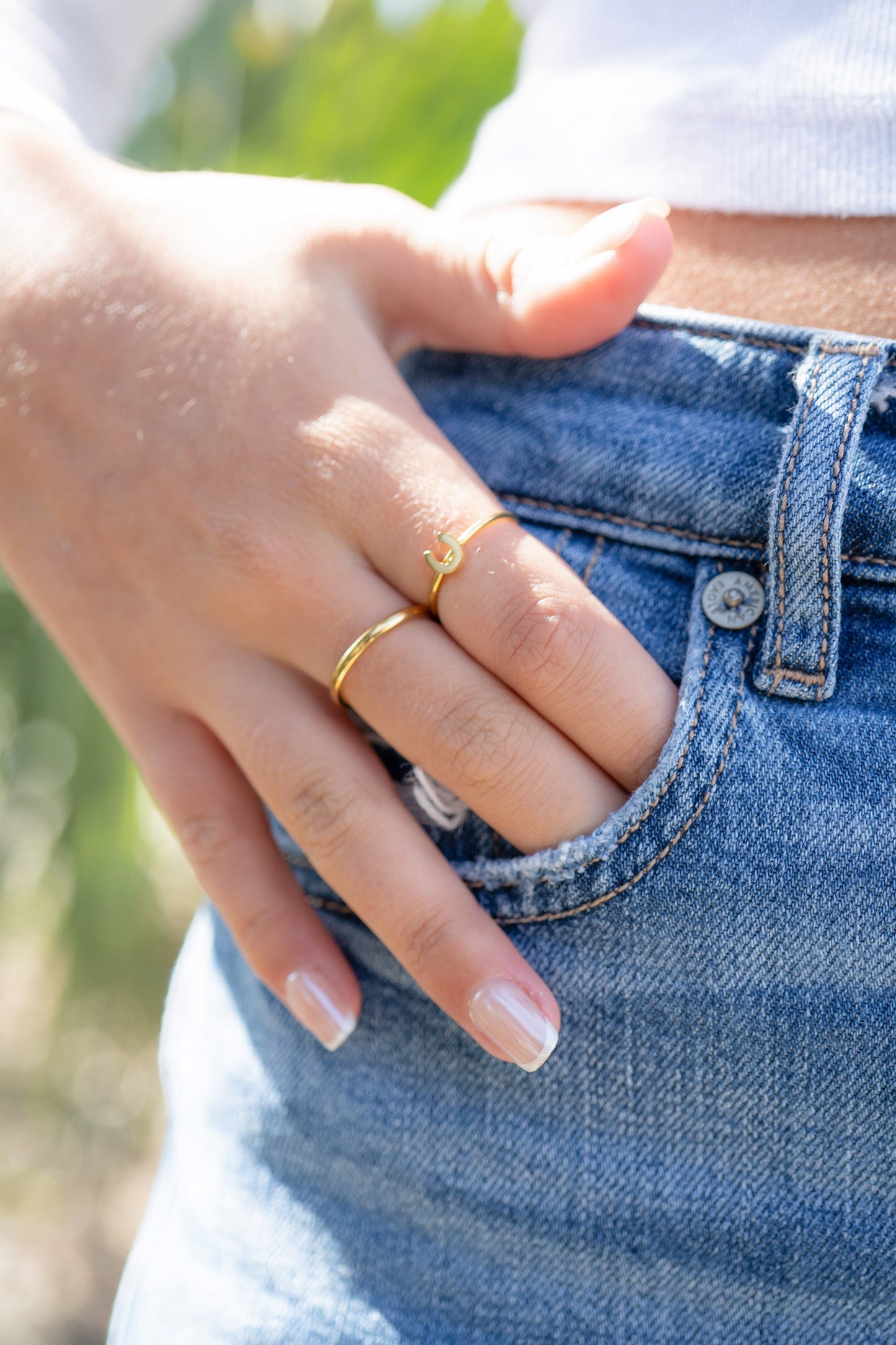 18K Gold PVD Stainless Steel Horseshoe Symbol Ring / ZRJ0001