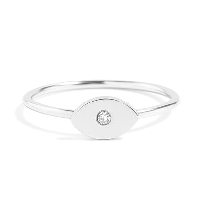 18K Gold PVD Stainless Steel CZ Stone Evil Eye Symbol Ring / ZRJ0004