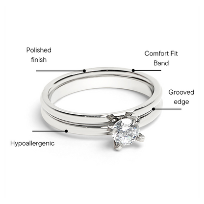 Polished Stainless Steel Double CZ Ring / ZRJ4141