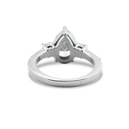 Stainless Steel CZ Teardrop Statement Ring / ZRJ9013