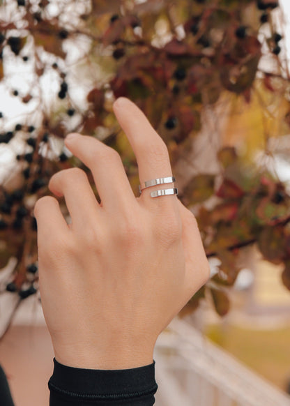 18K Gold PVD Stainless Steel Blank Engravable 2 Name Wrap Ring / ZRJ9016