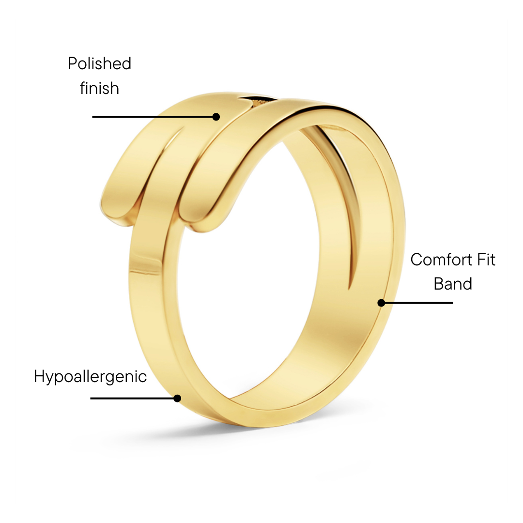 18K Gold PVD Stainless Steel Blank 3 Name Wrap Ring / ZRJ9018