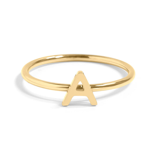 18K Gold PVD Stainless Steel Initial Stacking Rings A-M / ZRJ9021